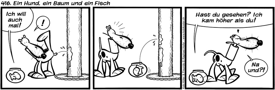 416. Ein Hund, ein Baum und ein Fisch